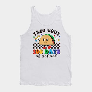 Taco Bout 100 Days Of School Retro Groovy for Teacher Kids Tank Top